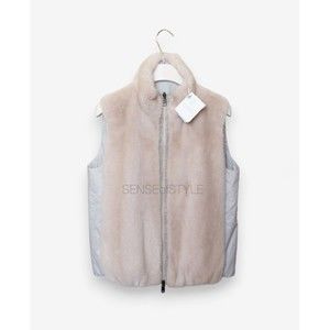 Brunello Cucinelli Mink Reversible Vest Gray Beige Size M 44